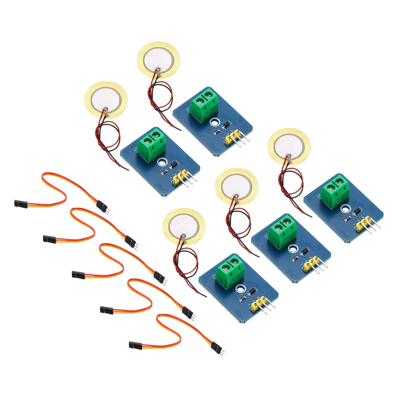 5Pcs Piezoelectric Sensor Module with Jump Wire, 3.3V/5V
