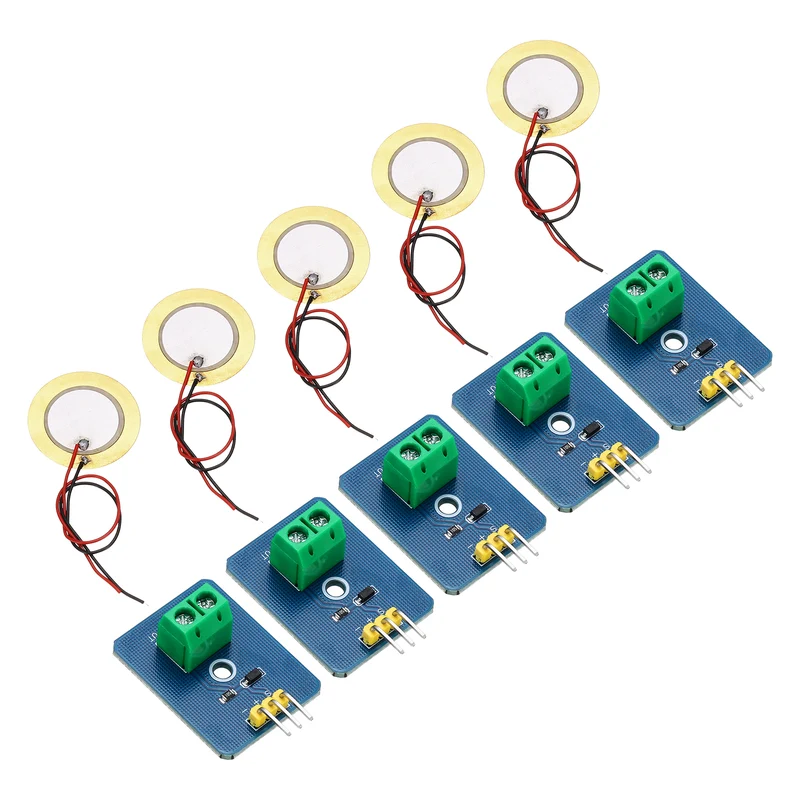5Pcs Piezoelectric Sensor Module, 3.3V/5V Analog Ceramic Piezo Sensor Module