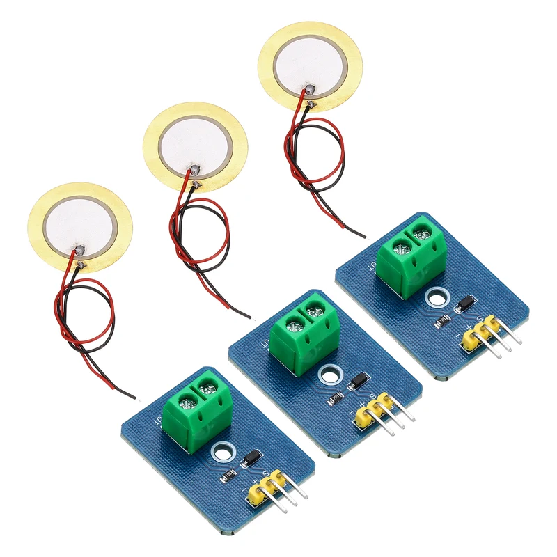 3Pcs Piezoelectric Sensor Module, 3.3V/5V Analog Ceramic Piezo Sensor Module