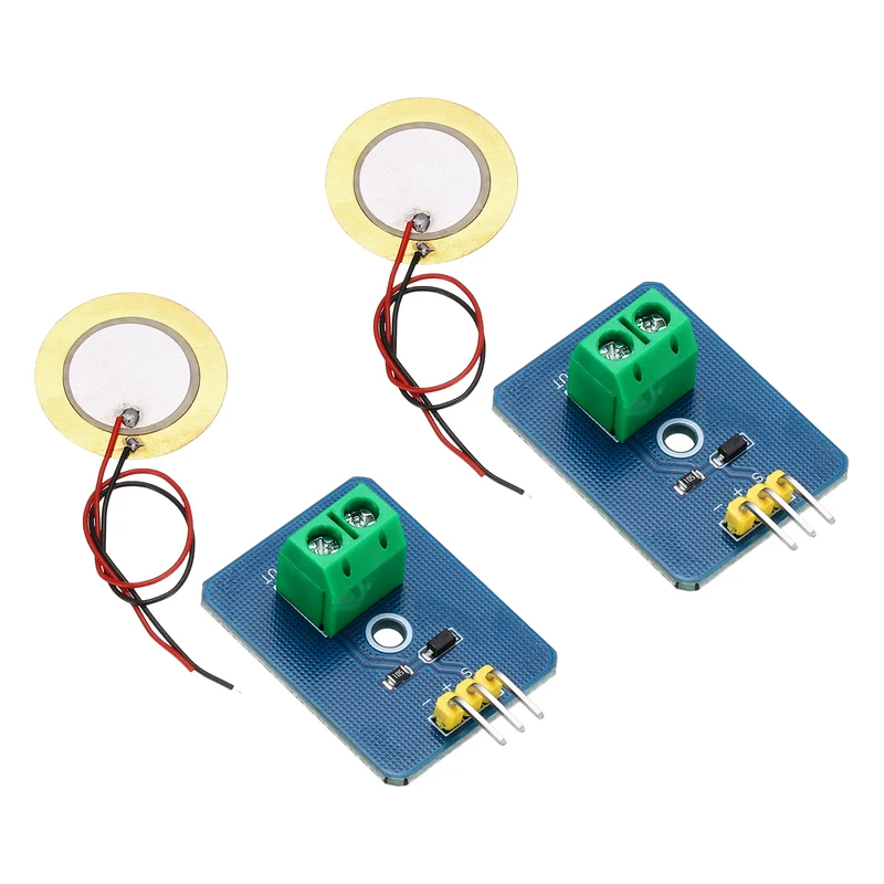 2Pcs Piezoelectric Sensor Module, 3.3V/5V Analog Ceramic Piezo Sensor Module