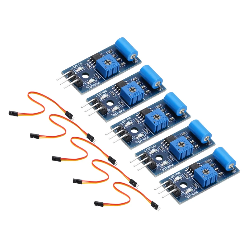 5Pcs SW-420 Motion Sensor Module with Jump Wire, 3.3-5V Vibration Switch