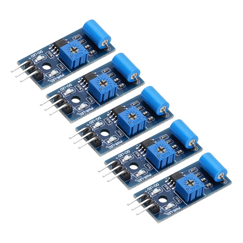 5Pcs SW-420 Motion Sensor Module, 3.3-5V Vibration Switch Alarm Sensor, Blue