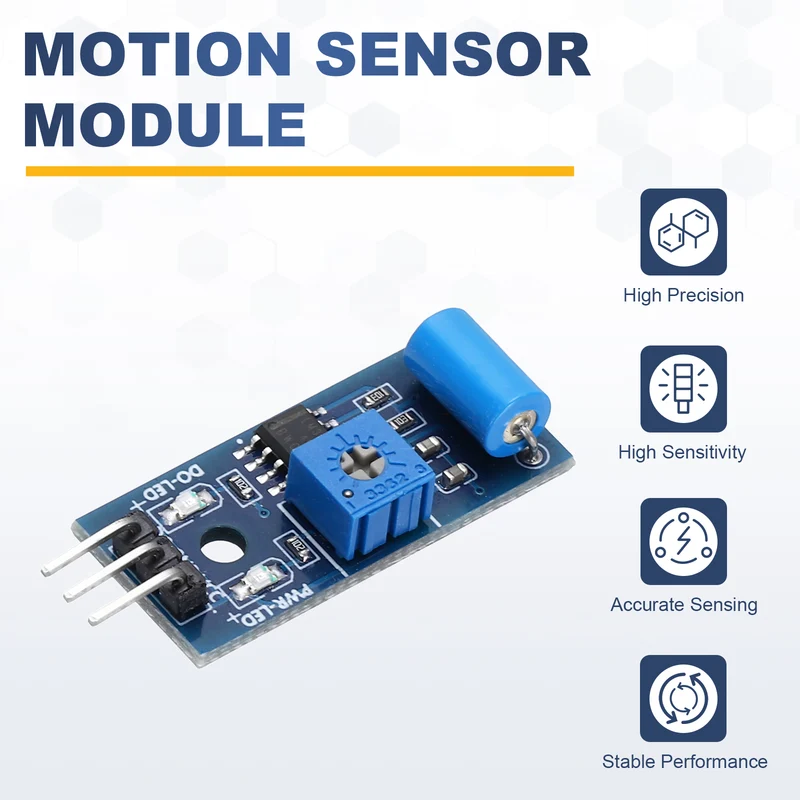 5Pcs SW-420 Motion Sensor Module, 3.3-5V Vibration Switch Alarm Sensor, Blue