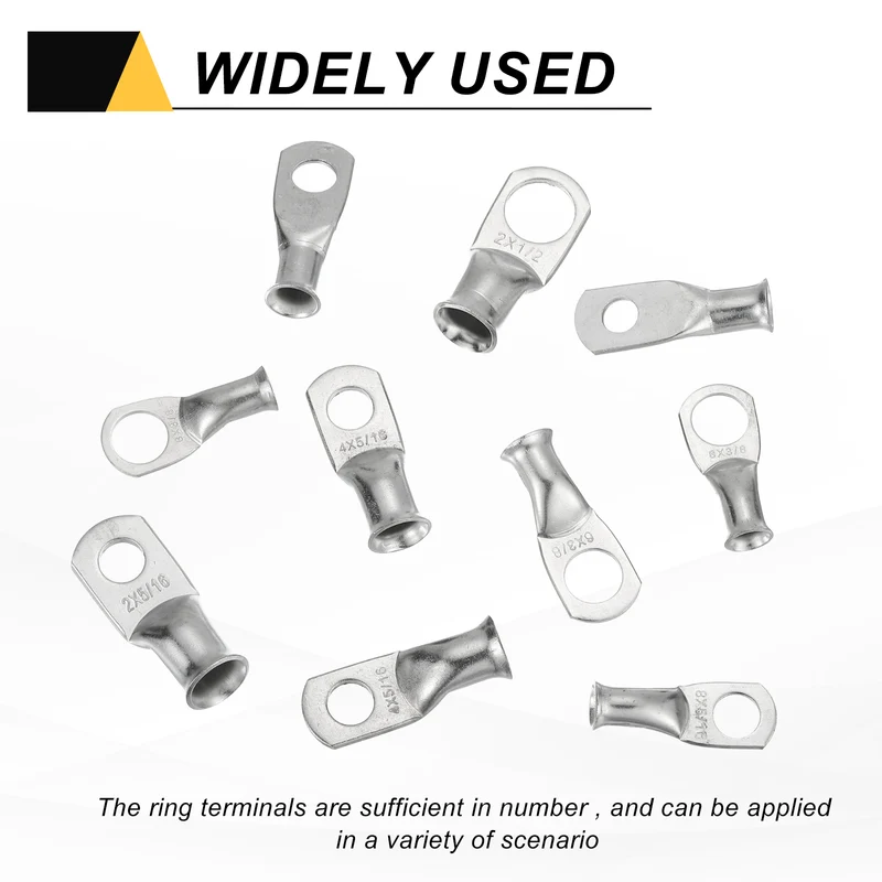 8 Pcs 3/8" Stud 1AWG Battery Lug Ring Terminal with 8pcs Heat Shrink, Silver