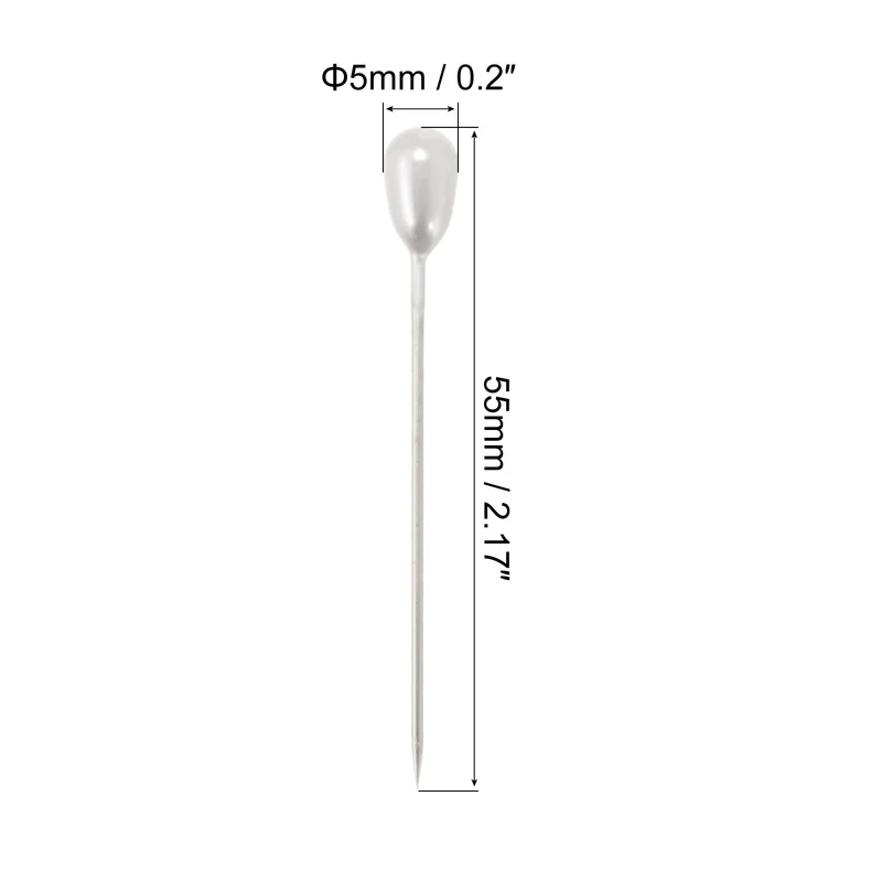 Teardrop Pearl Head Pins, 300 Pcs Corsage Pins 1.8" Sewing Straight Pin for Fabric, Decorative, Jewelry DIY, Sewing, White