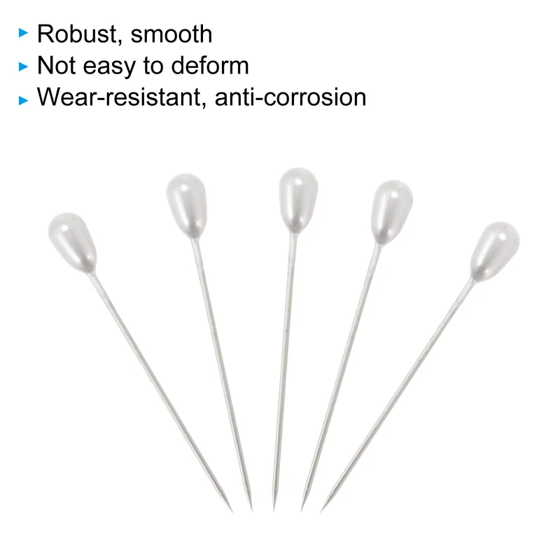 Teardrop Pearl Head Pins, 200 Pcs Corsage Pins 1.8" Sewing Straight Pin for Fabric, Decorative, Jewelry DIY, Sewing, White
