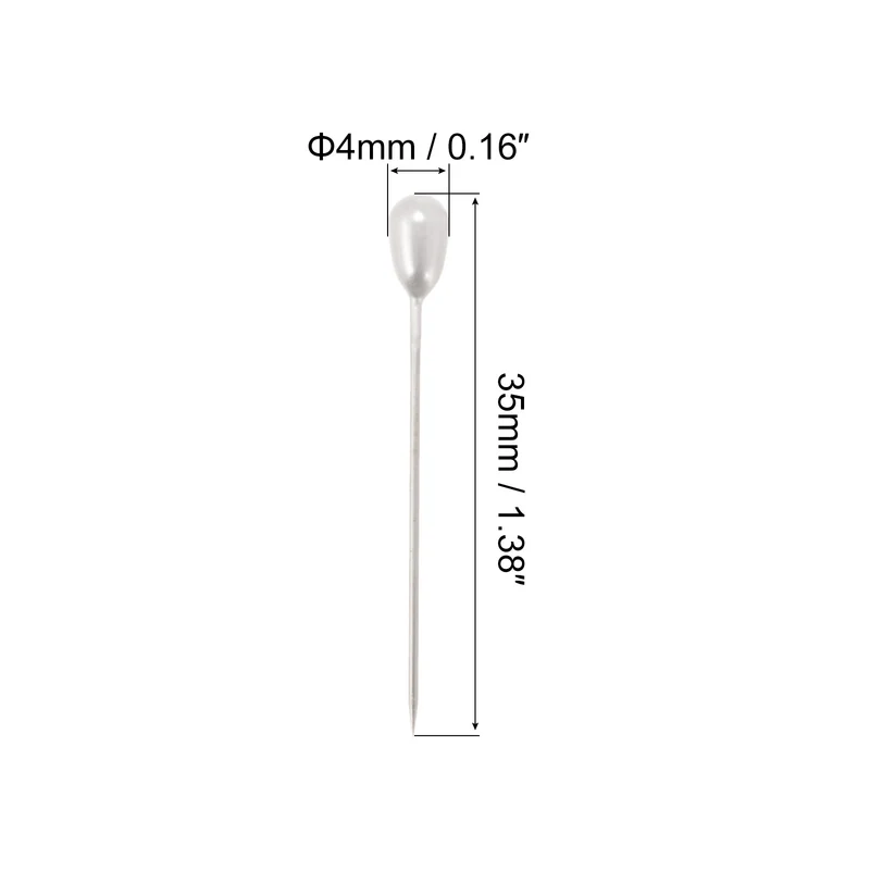 Teardrop Pearl Head Pins, 100 Pcs Corsage Pins 1.1" Sewing Straight Pin for Fabric, Decorative, Jewelry DIY, Sewing, White
