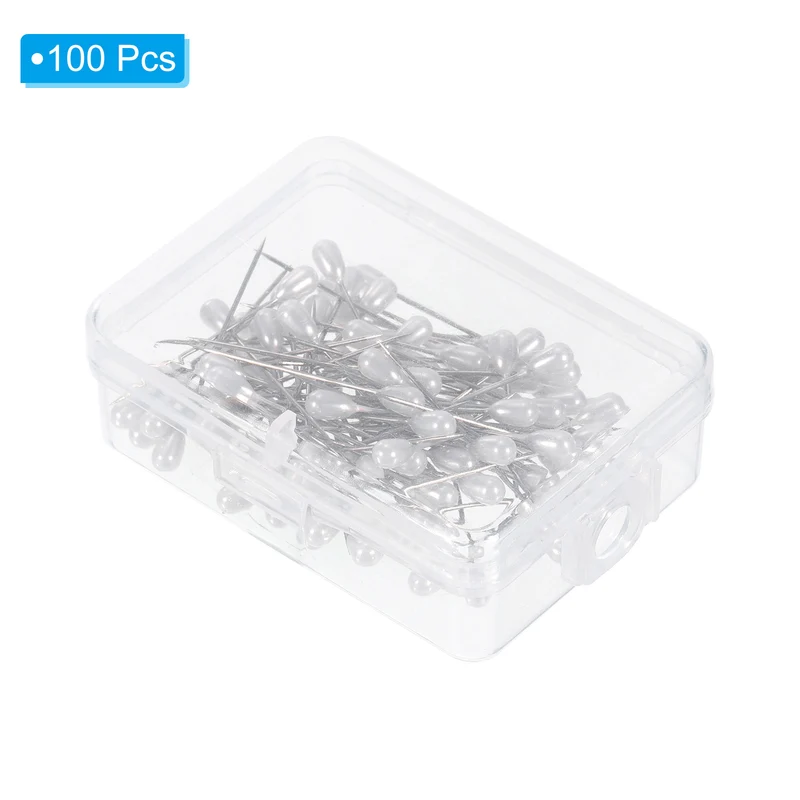Teardrop Pearl Head Pins, 100 Pcs Corsage Pins 1.1" Sewing Straight Pin for Fabric, Decorative, Jewelry DIY, Sewing, White