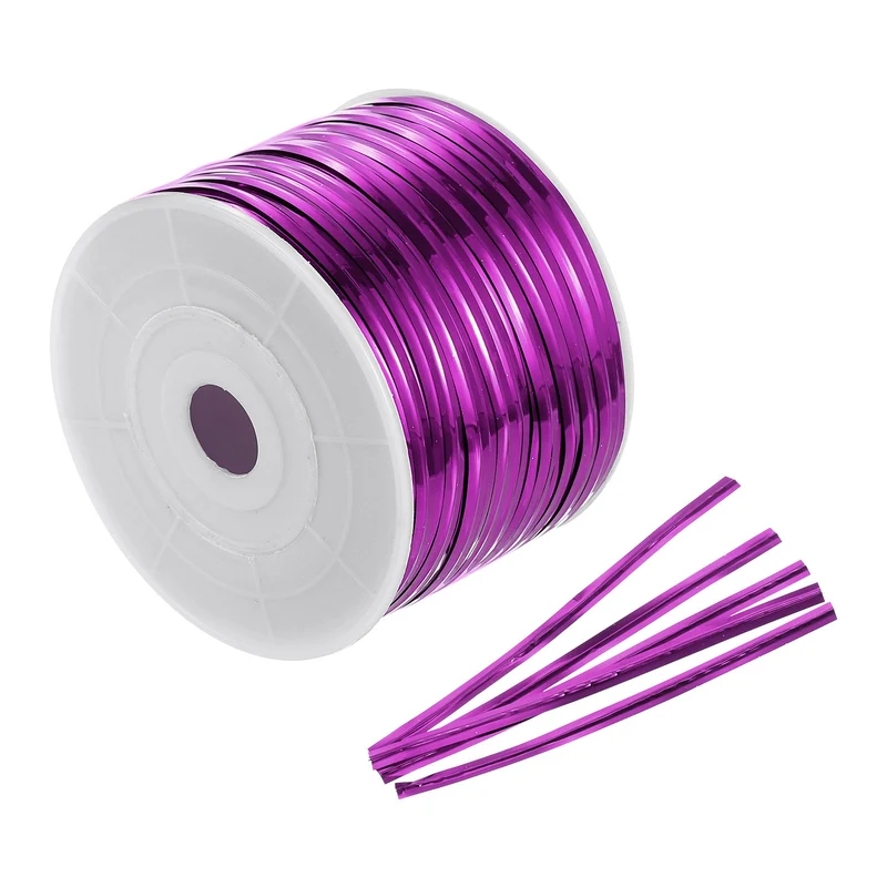 100 Yards Metallic Twist Ties for Bread Cake Candy Wedding Supplies, Purple