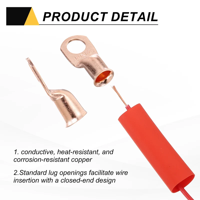 10 Pcs 1/2" Stud 1/0Awg Battery Cable End with 10 pcs 3:1 Heat Shrink