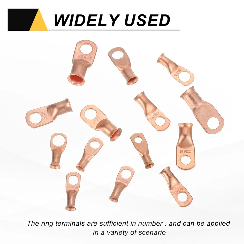 4 Pcs 5/16" Stud 8AWG Battery Cable End with 4pcs 3:1 Heat Shrink, Gold