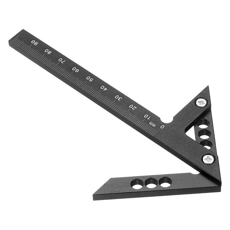Metric 3D Measuring Ruler Woodworking Square Protractor, Black