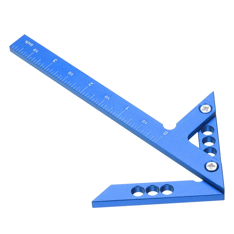 Imperial 3D Measuring Ruler Woodworking Square Protractor, Blue