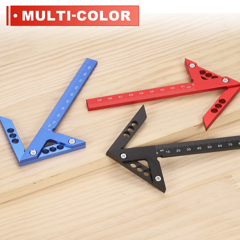 Metric 3D Measuring Ruler Woodworking Square Protractor, Blue