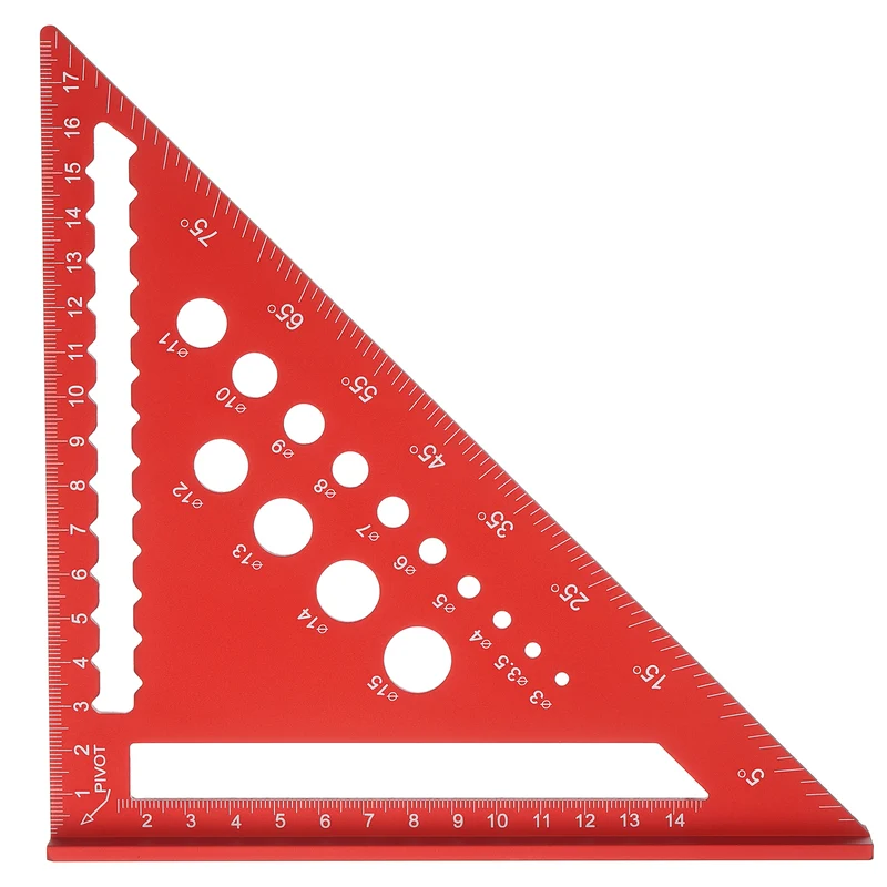 Metal Square 7" Carpenter Square Tool Aluminum Rafter Square, Red