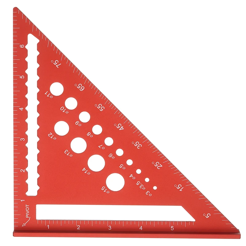 Metal Square Imperial 7" Carpenter Square Tool Aluminum Rafter Square, Red