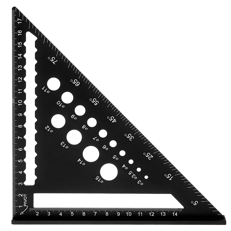 Metal Square Metric 7" Carpenter Square Tool Aluminum Rafter Square, Black