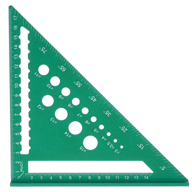 Metal Square 7" Carpenter Square Tool Aluminum Rafter Square, Green