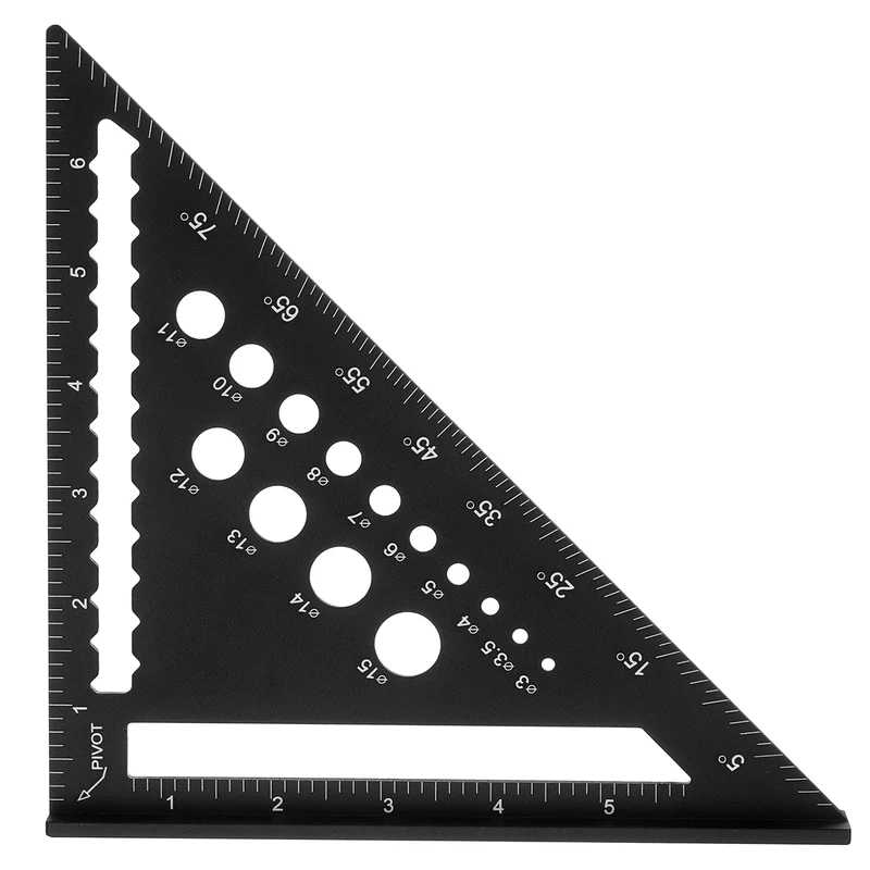 Metal Square Imperial 7" Carpenter Square Tool Aluminum Rafter Square, Black