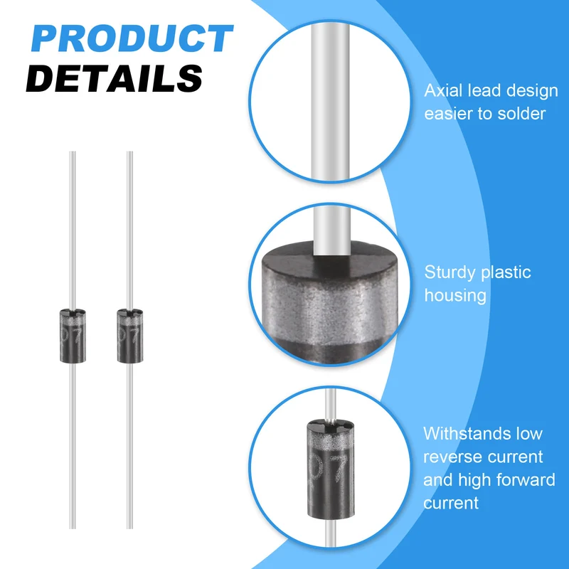 30 Pcs 1N4007 Rectifier Diode, 1A 1000V DO-41 Electronic Silicon Diodes
