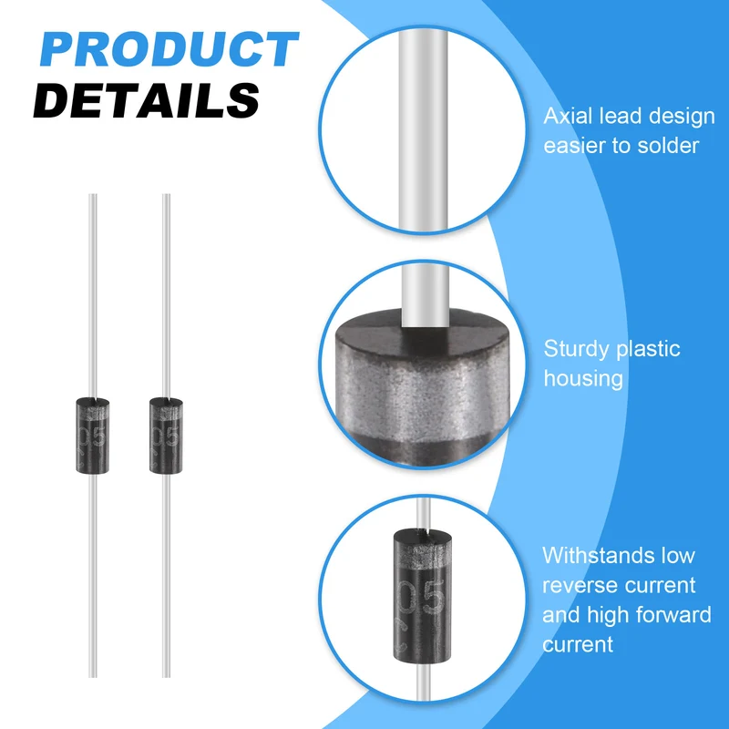 30 Pcs 1N4005 Rectifier Diode, 1A 600V DO-41 Electronic Silicon Diodes