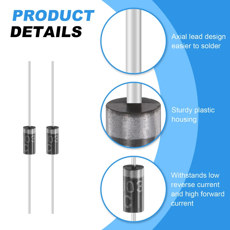 30 Pcs 1N4003 Rectifier Diode, 1A 200V DO-41 Electronic Silicon Diodes