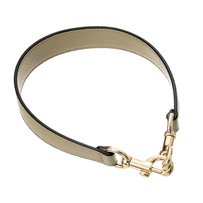 19.29 Inch PU Leather Short Bag Strap with Clasp, Khaki, Gold Buckle