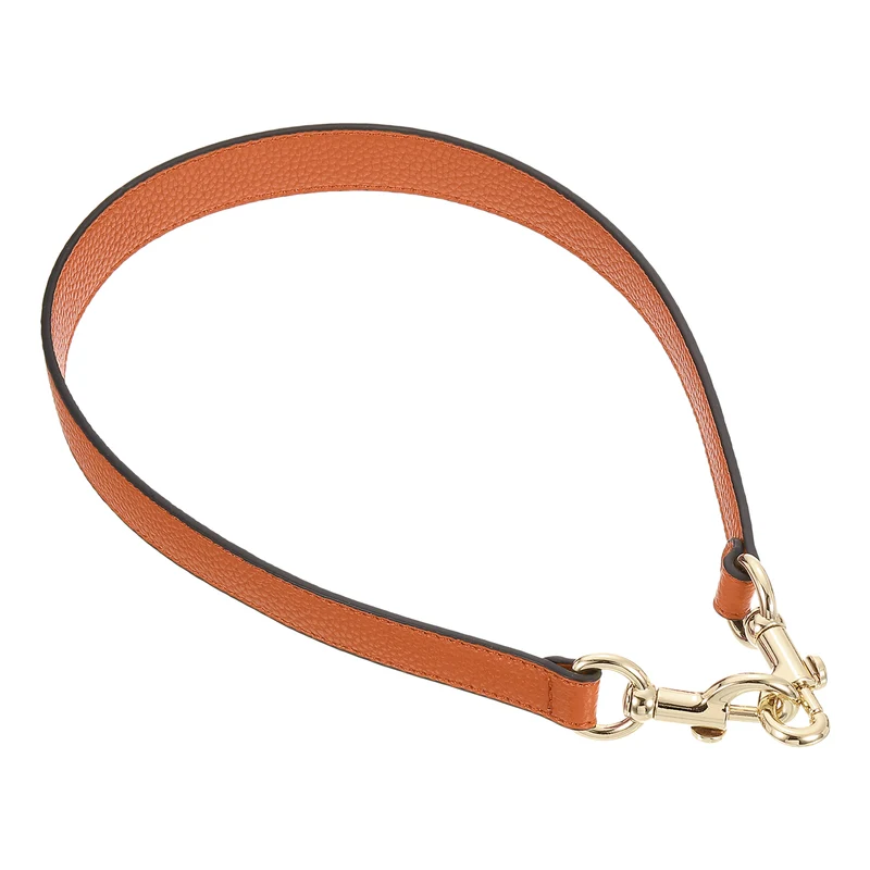 25.59 Inch PU Leather Short Bag Strap with Clasp, Orange, Gold Buckle