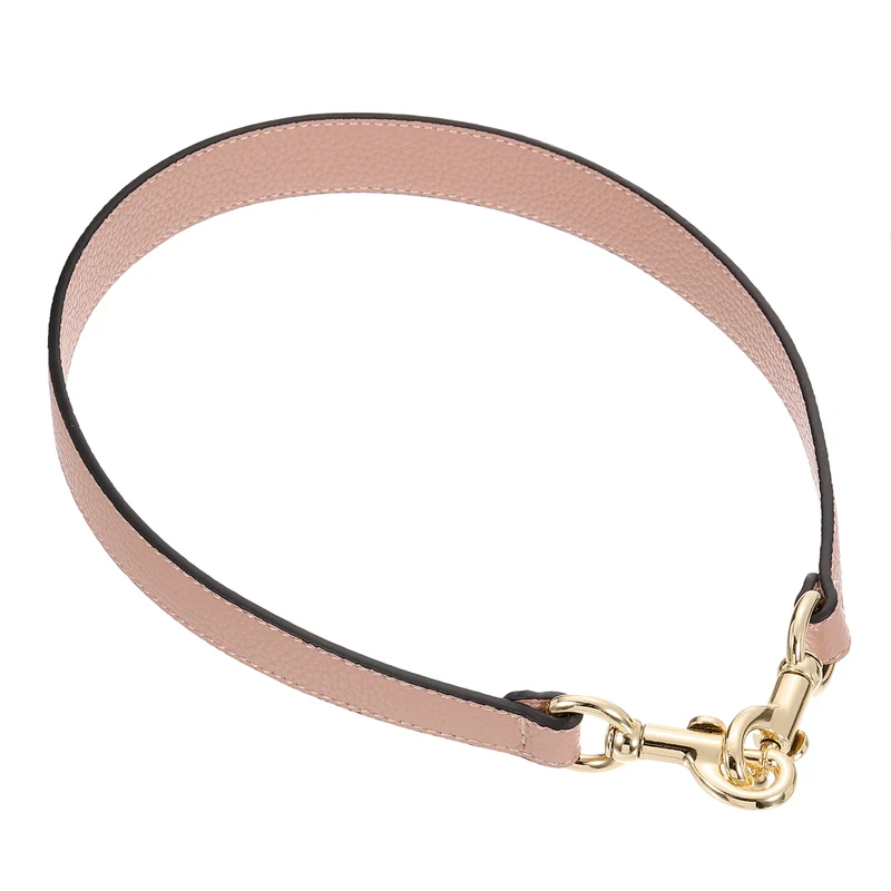 25.59 Inch PU Leather Short Bag Strap with Clasp, Pink, Gold Buckle