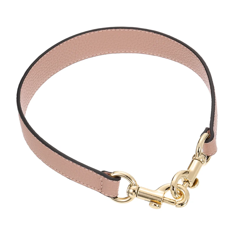 19.29 Inch PU Leather Short Bag Strap with Clasp, Pink, Gold Buckle