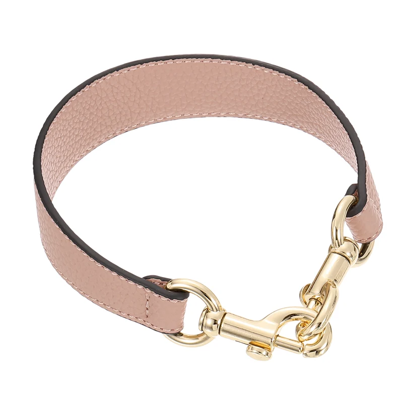 14.17 Inch PU Leather Short Bag Strap with Clasp, Pink, Gold Buckle