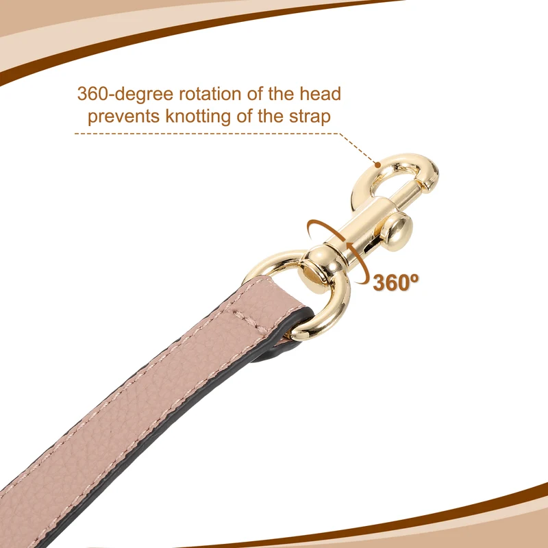 14.17 Inch PU Leather Short Bag Strap with Clasp, Pink, Gold Buckle