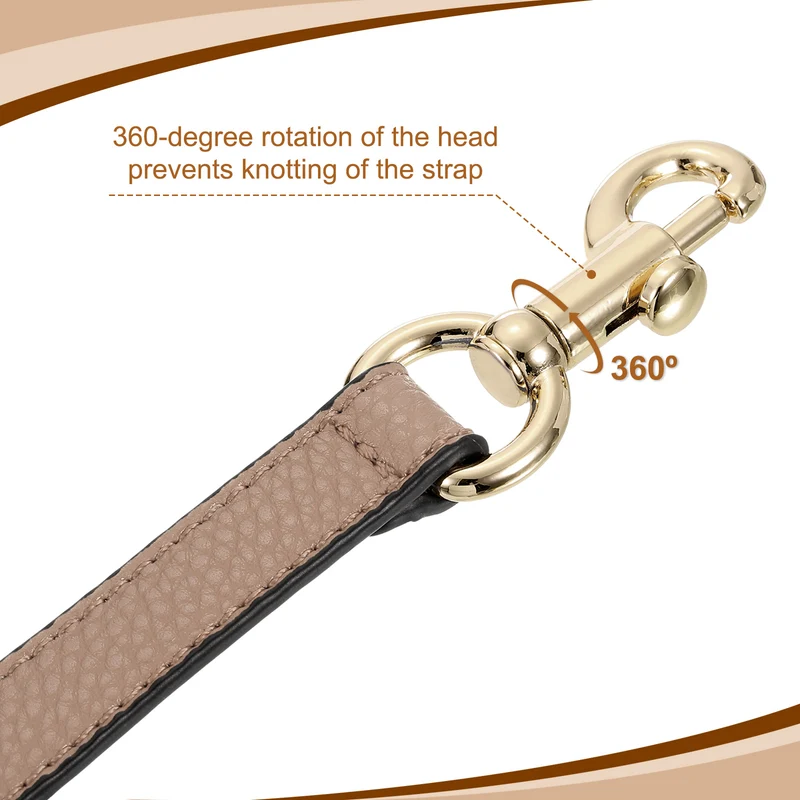 25.59 Inch PU Leather Short Bag Strap with Clasp, Tawny, Gold Buckle