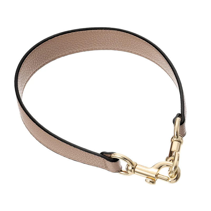 19.29 Inch PU Leather Short Bag Strap with Clasp, Tawny, Gold Buckle