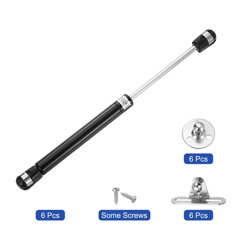 10 Inch 100N/22.5lb Gas Shock Strut Lift Support, (Black, Set of 6)