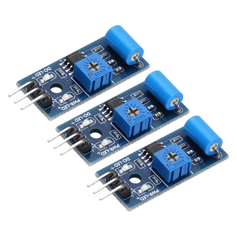 3Pcs SW-420 Motion Sensor Module, 3.3-5V Vibration Switch Alarm Sensor, Blue