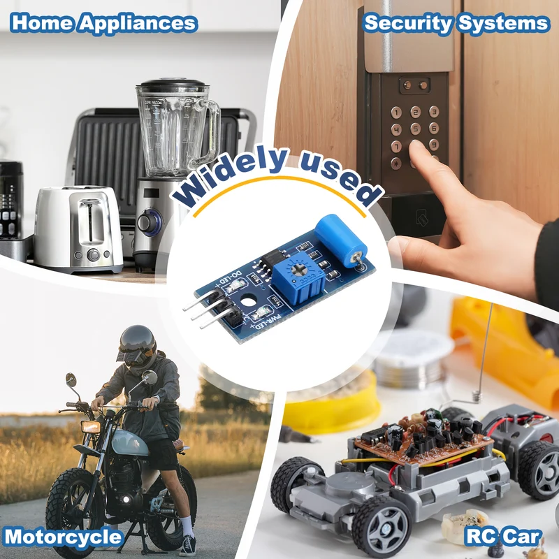3Pcs SW-420 Motion Sensor Module, 3.3-5V Vibration Switch Alarm Sensor, Blue