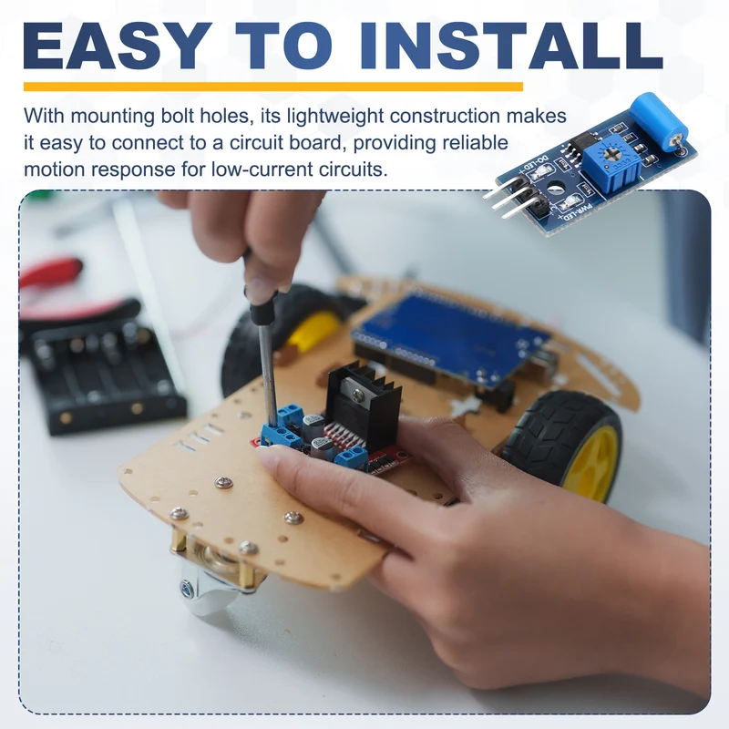 2Pcs SW-420 Motion Sensor Module, 3.3-5V Vibration Switch Alarm Sensor, Blue