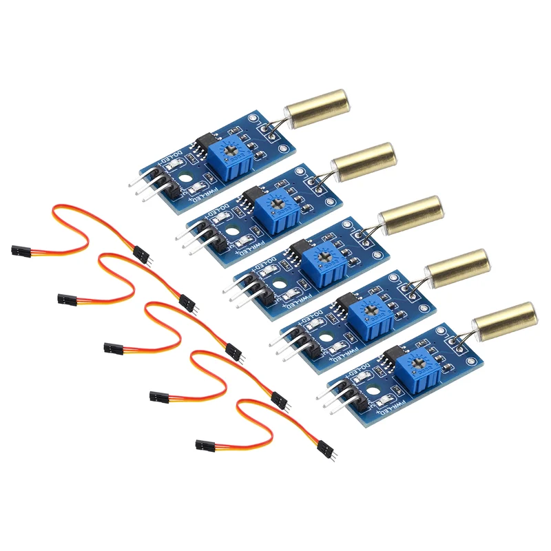 5 Pcs SW-520D Angle Sensor Module with Jump Wire, 3.3-5V Metal Ball Switch