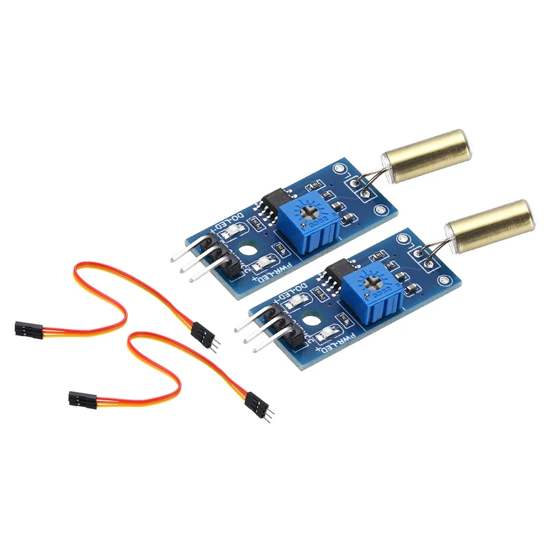 2 Pcs SW-520D Angle Sensor Module with Jump Wire, 3.3-5V Metal Ball Switch