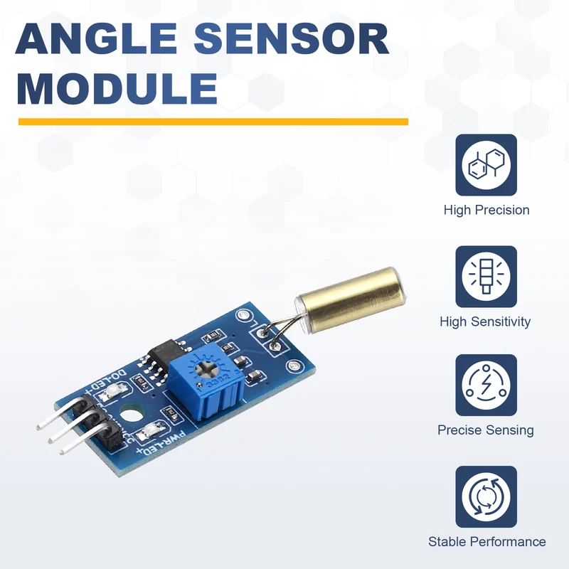 2 Pcs SW-520D Angle Sensor Module with Jump Wire, 3.3-5V Metal Ball Switch