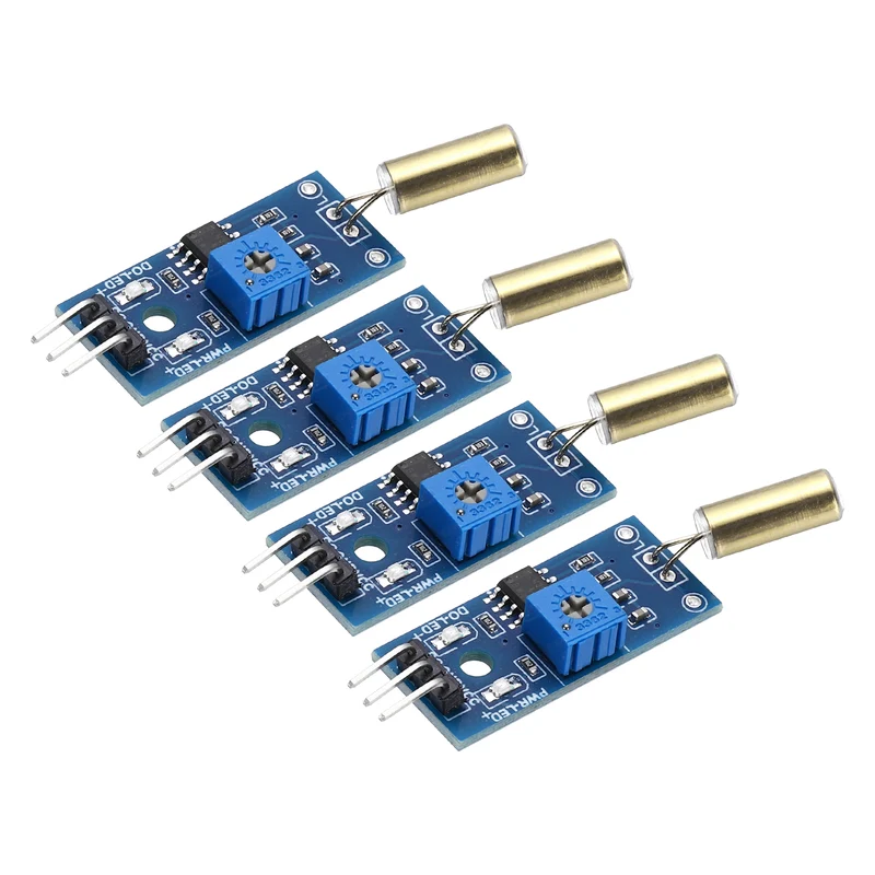 4 Pcs SW-520D Angle Sensor Module, 3.3-5V Metal Ball Switch Tilt Sensor