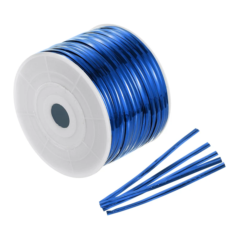 100 Yards Metallic Twist Ties for Bread Cake Candy Wedding Supplies, Blue