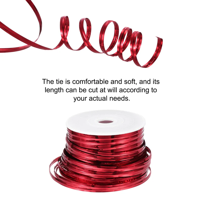 100 Yards Metallic Twist Ties for Bread Cake Candy Wedding Supplies, Red