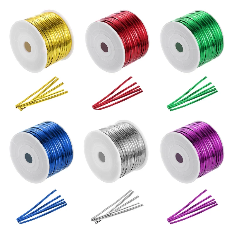 100 Yards Metallic Twist Ties for Bread Cake Candy Wedding Supplies, Black