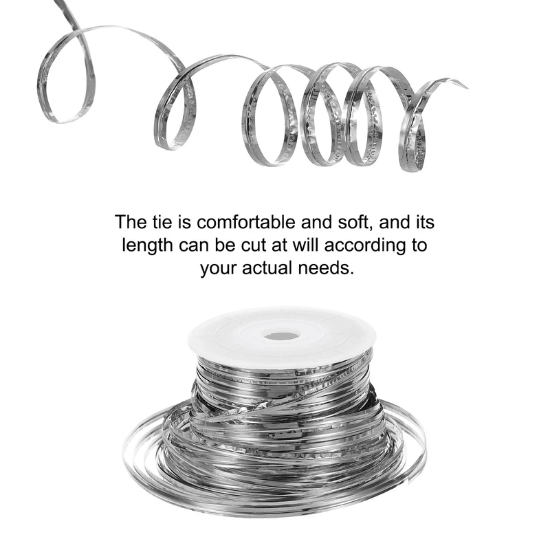 100 Yards Metallic Twist Ties for Bread Cake Candy Wedding Supplies, Silver