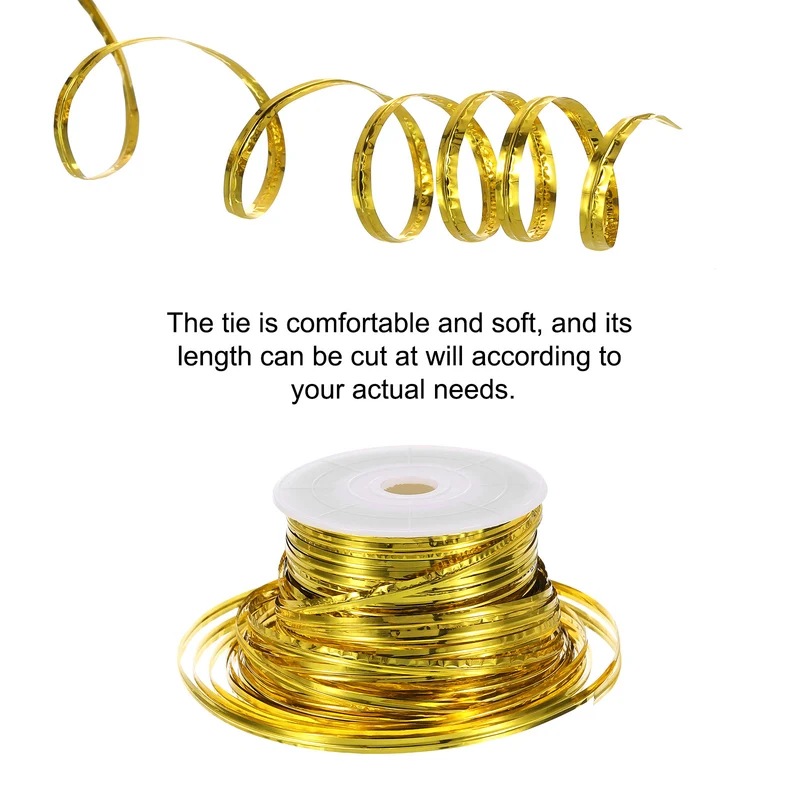 100 Yards Metallic Twist Ties for Bread Cake Candy Wedding Supplies, Gold