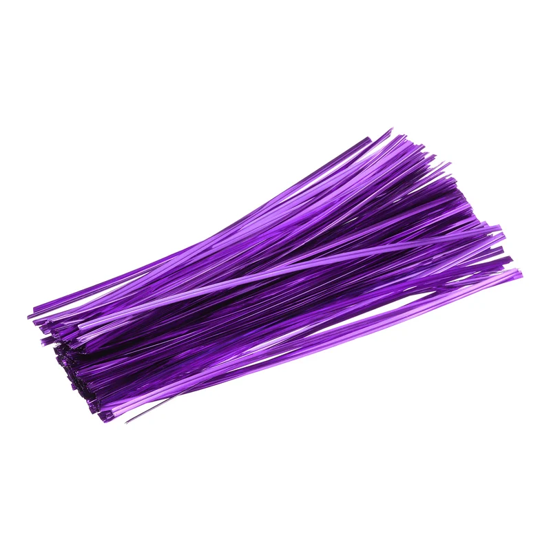 300 Pcs 8" Kraft Paper Twist Ties for Bread Candy Treat Bag, Purple