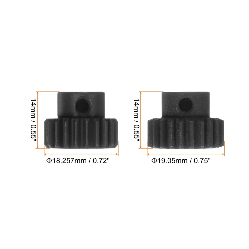 32P Hardened Pinion Motor Gear Set 2pcs 21T 22T Fit 5mm RC Motor Shaft 0.8 Metric Pitch 32 Pitch Gears for RC Car, with Hex Key