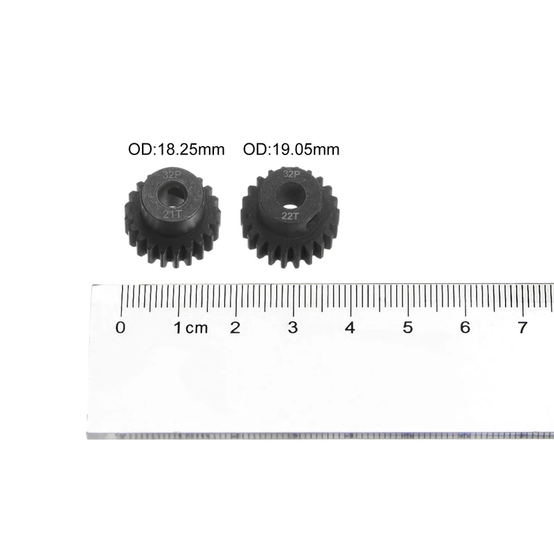 32P Hardened Pinion Motor Gear Set 2pcs 21T 22T Fit 5mm RC Motor Shaft 0.8 Metric Pitch 32 Pitch Gears for RC Car, with Hex Key